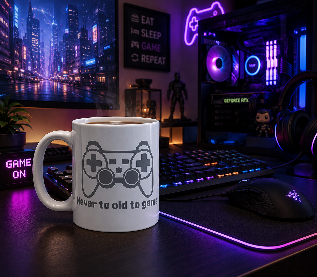 Never to old to game mug
